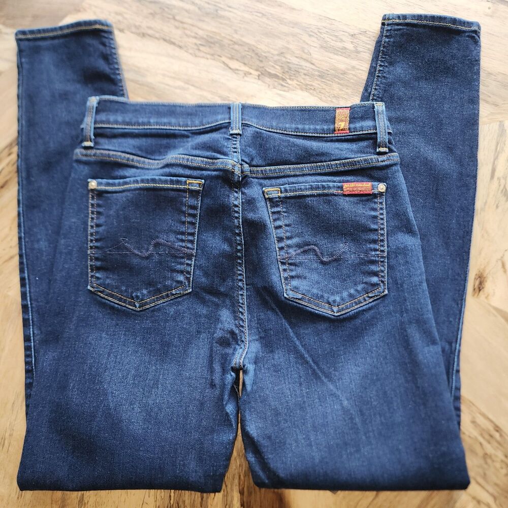 7 For All Mankind the High Waist Ankle Skinny Jeans Sz 28 - Picture 2 of 9